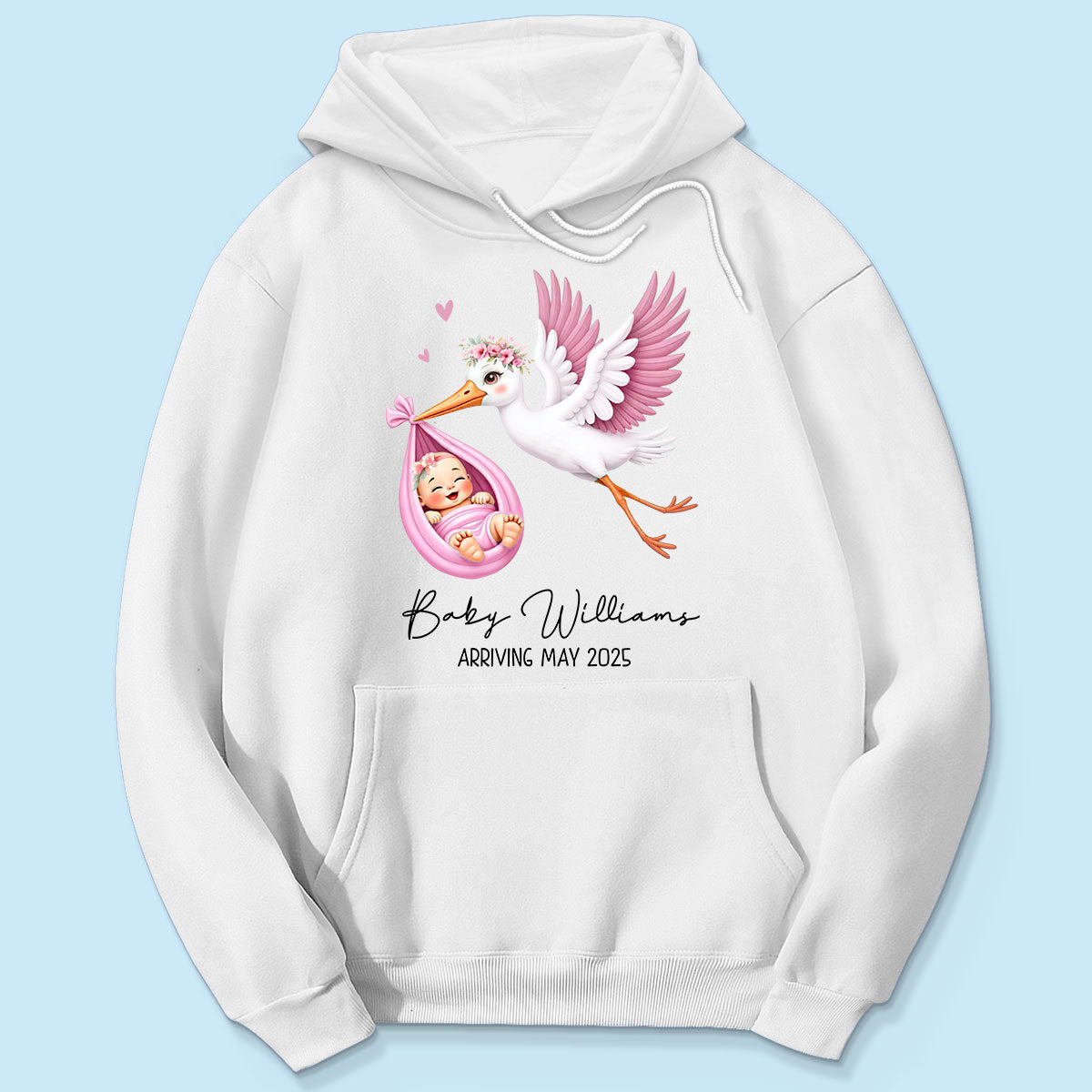 Cute Stork New Baby Personalized Shirt for New Mom, Pregnancy Announcement Gift for Her, Pregnancy Reveal Shirt