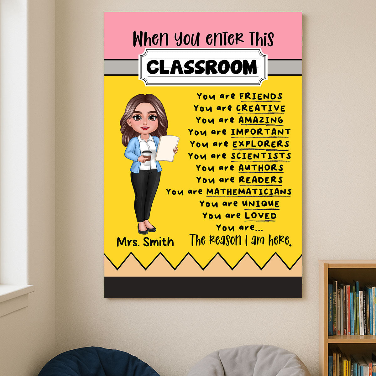 Teacher Pencil Pattern When You Enter This Classroom Personalized Poster