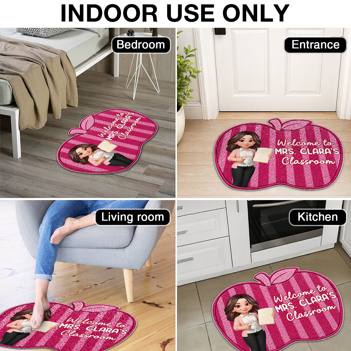 Trending Woman Style Teacher Apple Welcome To Classroom - Personalized Doormat - Back To School Gift For Teacher, Classroom Decor