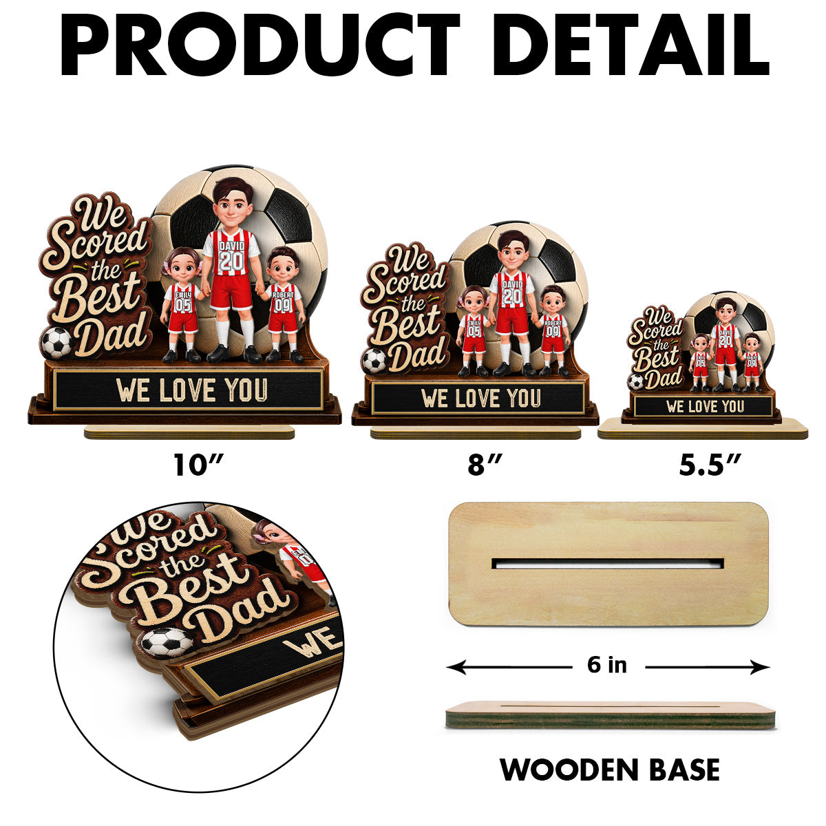 We Scored The Best Dad 2D Flat - Personalized 2-Layered Wooden Plaque -  Gift For Soccer Dad, UK Football Dad