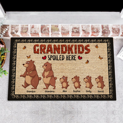 Bear Grandparents Grandkids Spoiled Here Home Decor Gift For Grandparents Personalized Doormat
