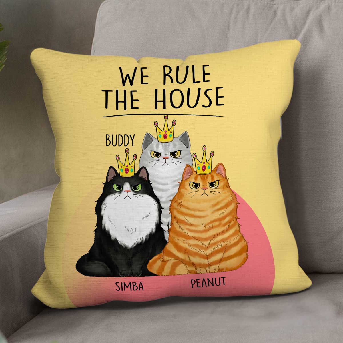 Cats Rule The House Funny Gift For Cat Lovers Personalized Pillow