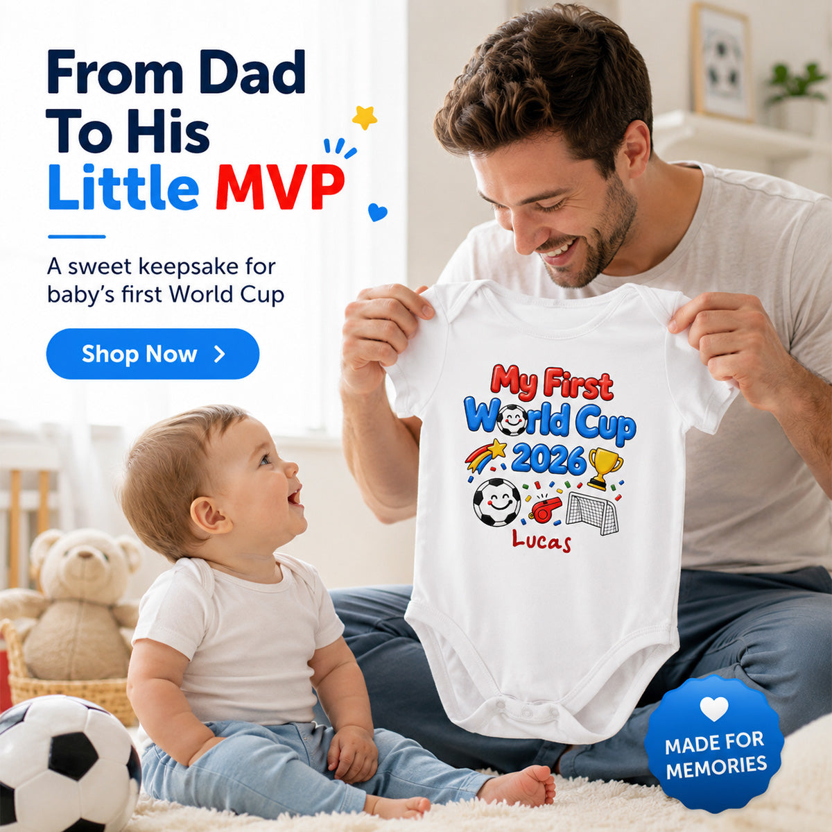 My First World Cup 2026 Baby Custom Name - Personalized Baby Apparel - 2026 Soccer World Champion Keepsake For Baby