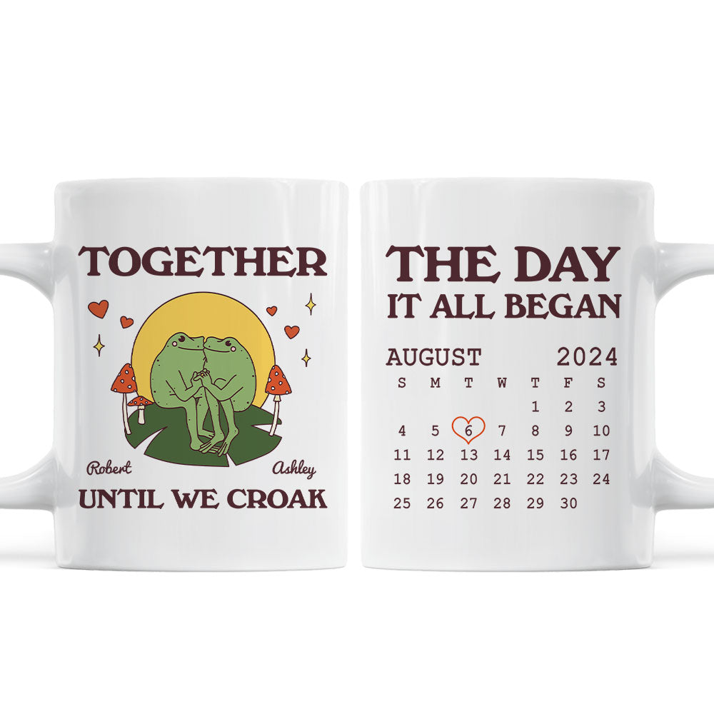 Until We Croak Together Frog Couple Anniversary Calendar Keepsake Personalized Mug