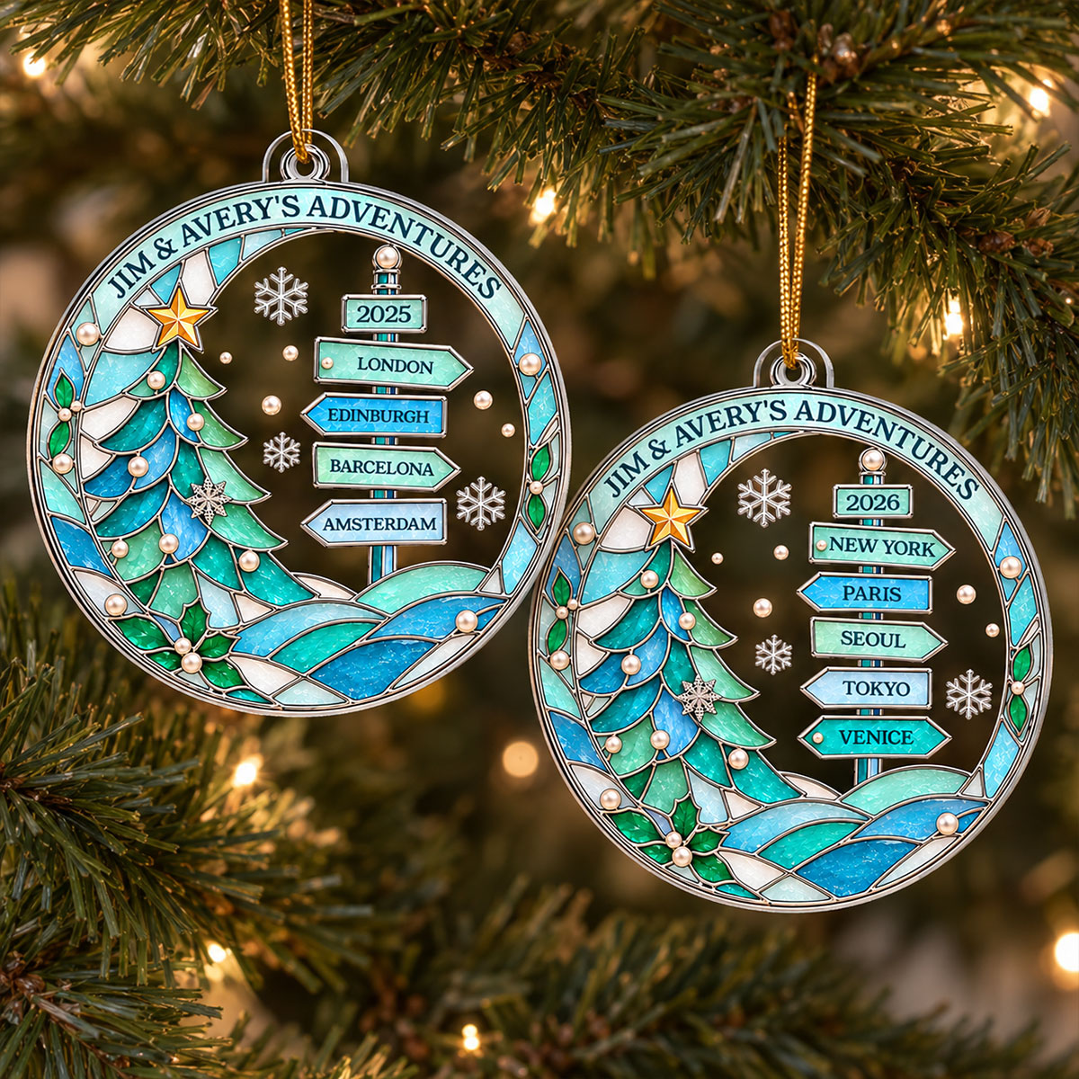 Travel Destinations Travel Places Sign Post 2D Flat Printed - Personalized Acrylic Ornament - Christmas Keepsake For Traveling Lovers, The Places We’ve Been Gift