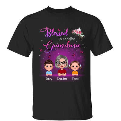 Blessed To Be Called Grandma Mom Flower Butterfly Doll Woman With Kid Personalized Shirt