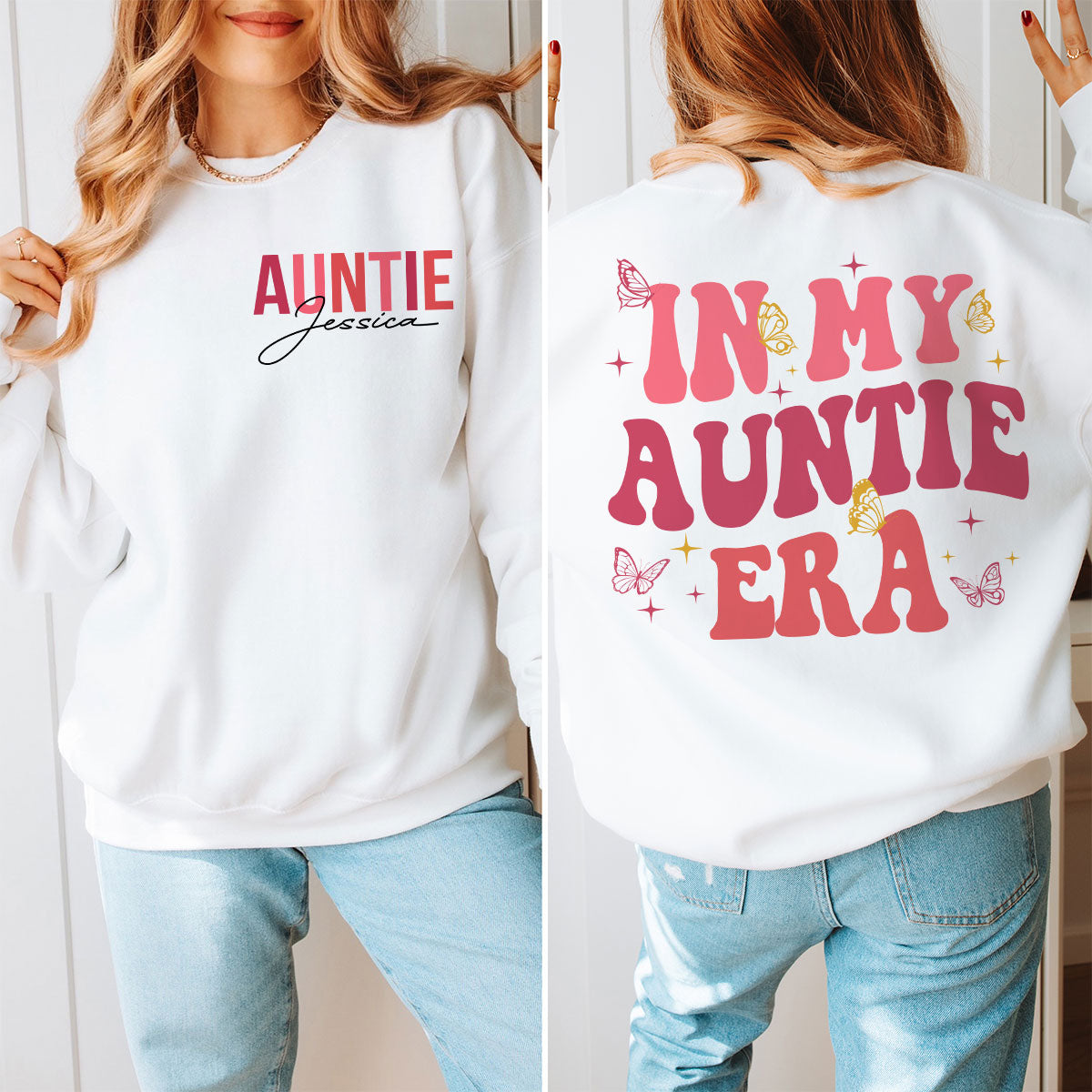 In My Auntie Era Gift For Auntie Personalized Double Sided Sweatshirt