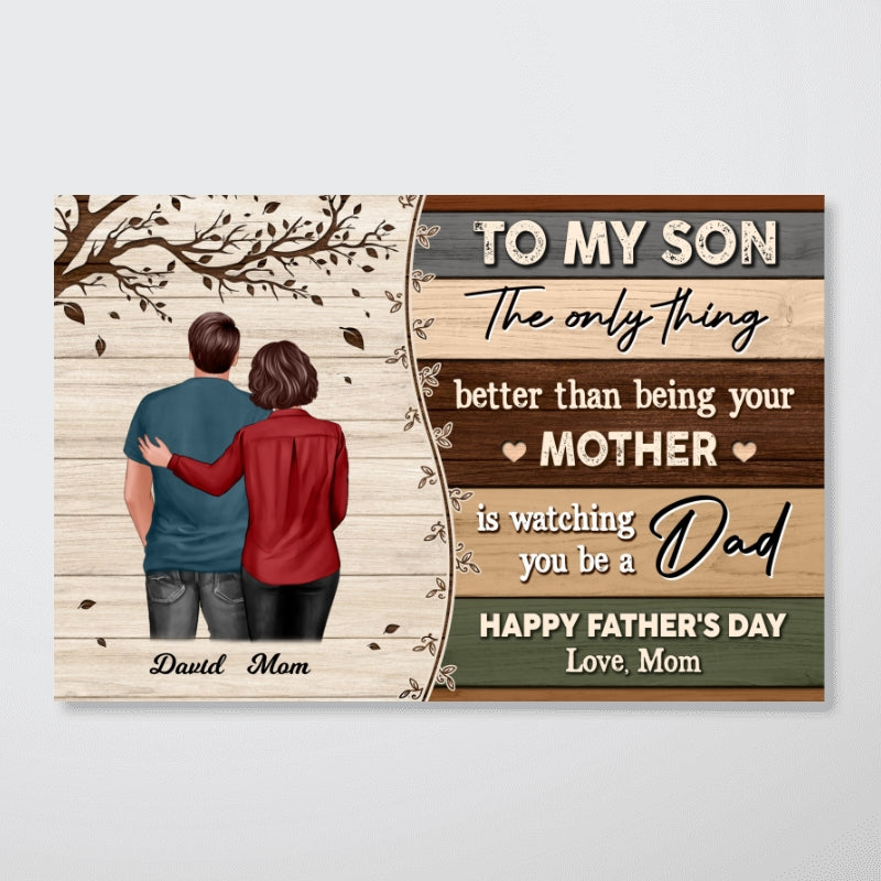 To My Son From Mom Happy Father's Day Colorful Pallets Texture Personalized Poster