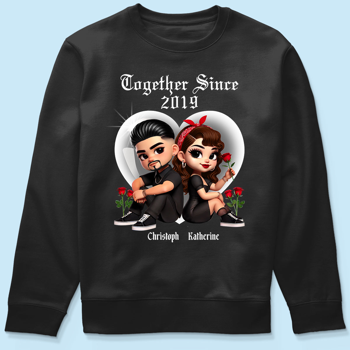 Pretty Couple Roses Heart Together Since Personalized Shirt,  Gift, Anniversary Gift for Couples