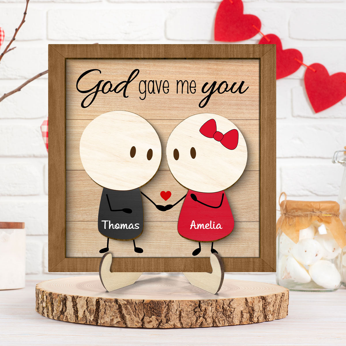 Personalized Anniversary Couple Gift, 2-Layer Wooden Plaque,  Gift For Her, For Him