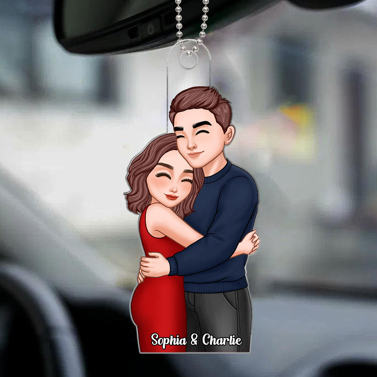 Happy Romantic Couple Hugging Personalized Acrylic Ornament