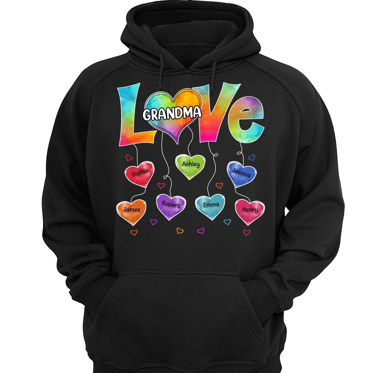 Grandma Mom Colorful Pattern Love Heartstring Personalized Shirt