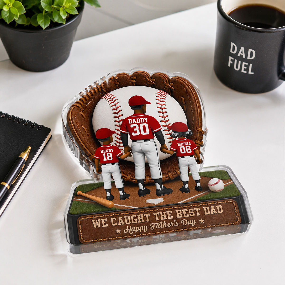 Baseball Dad Legend We Caught The Best Dad - Personalized Acrylic Block Plaque - Father's Day Gift For Dad