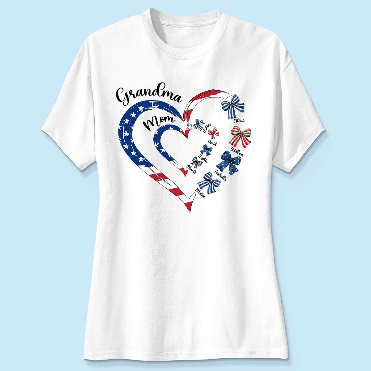4th Of July First Mom Now Grandma Bow Personalized Shirt, Independence Day
