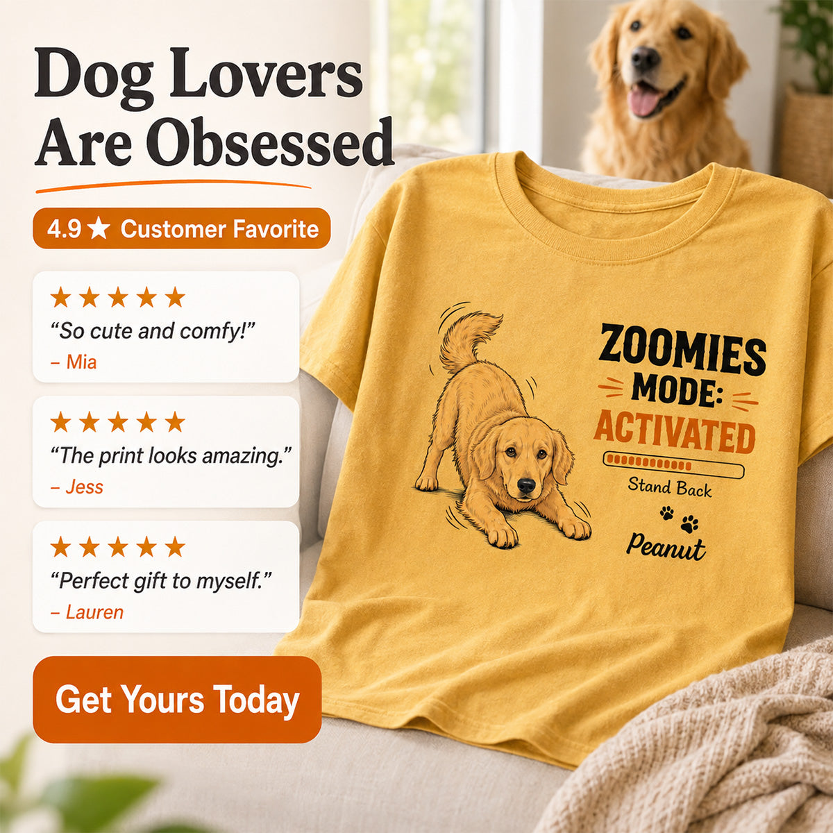 Zoomies Mode Activated Dog Play Bow Pose Custom Pet Photo - Personalized Shirt - Funny Gift For Dog Lover