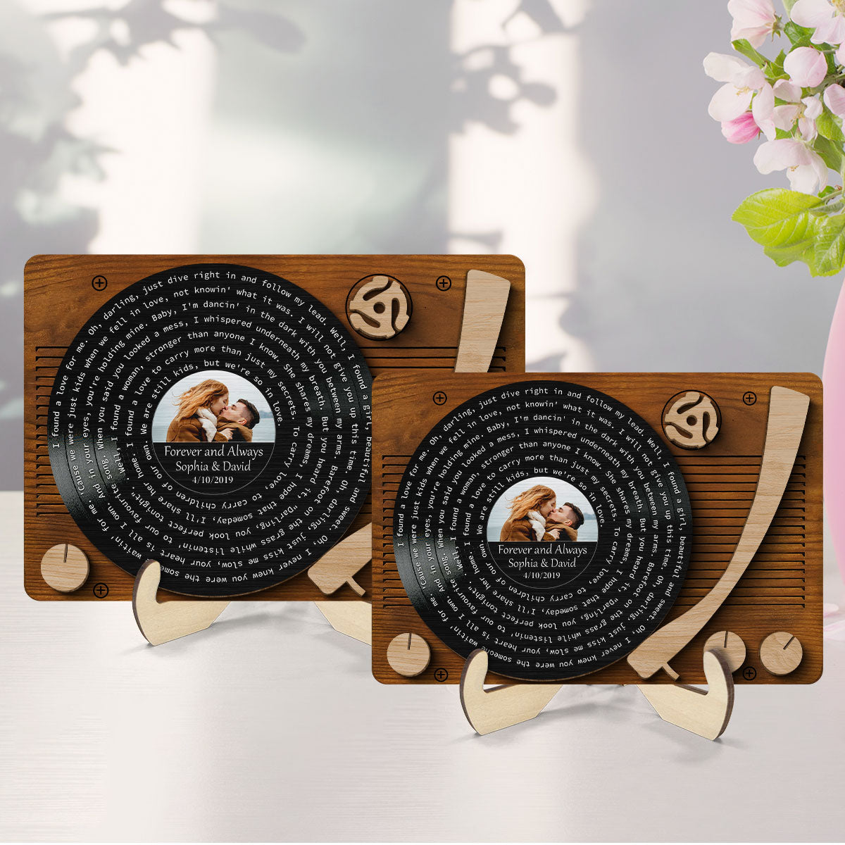 First Dance Wedding Song Vinyl Record Couple Custom Photo Valentine's Day, Wedding, Anniversary, Unique Gift for Him or Her Personalized 2 Layer Wooden Plaque
