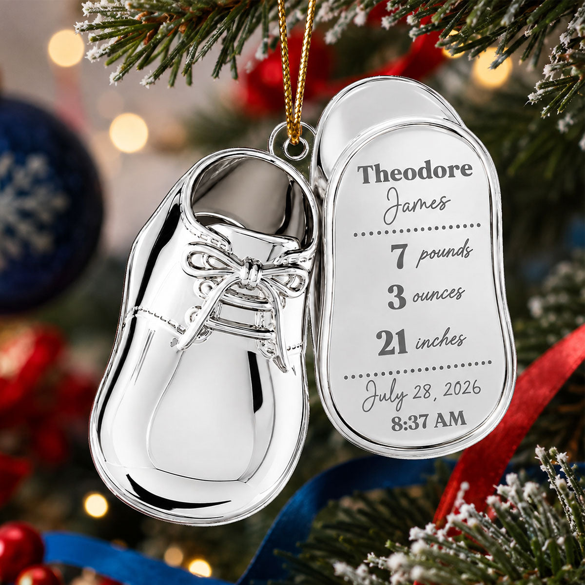 Baby Birth Stats 2D Flat - Personalized Acrylic Ornament - Newborn Christmas Gift for Mom, Dad