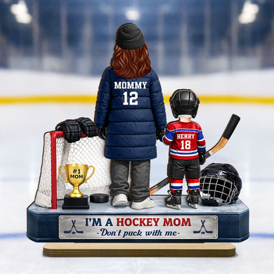 I'm A Hockey Mom And Kids - Personalized 2-Layered Wooden Plaque - Mother's Day Gift for Hockey Mom