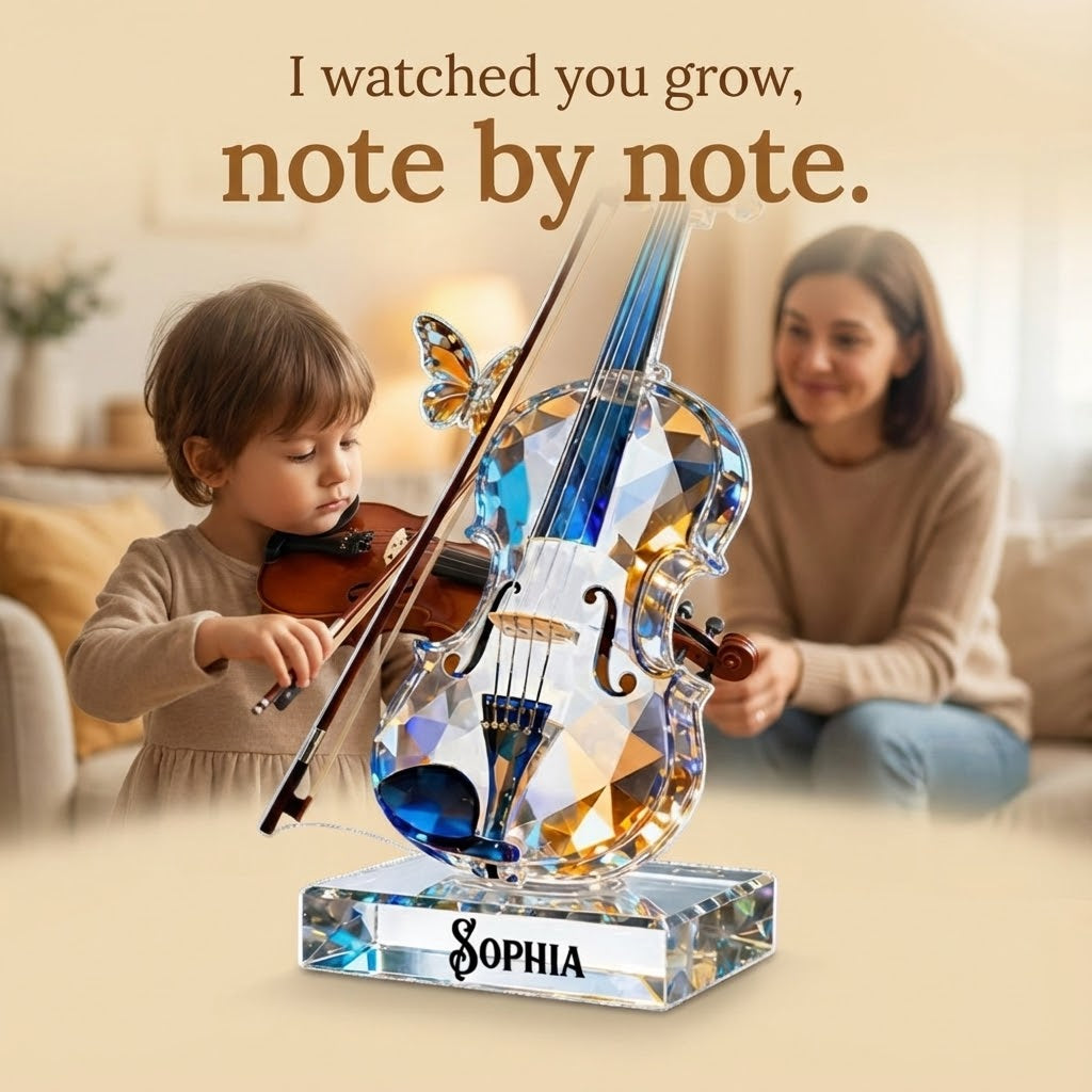 Violin Music Crystal Effect - Personalized Acrylic Ornament - Unique Christmas Gift For Violinist