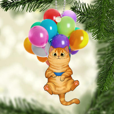 Fluffy Cat Balloon Personalized Christmas Acrylic Ornament
