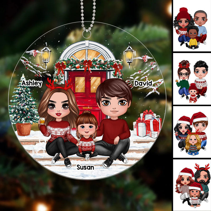 Christmas Family Front Porch Personalized Acrylic Ornament