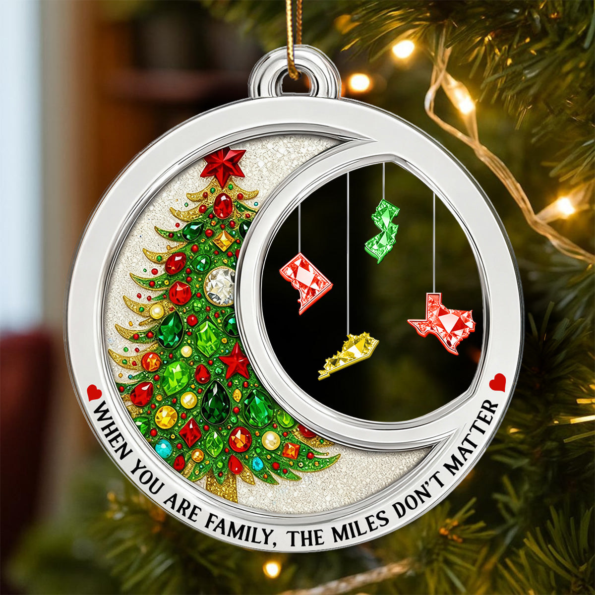 2D Flat Crystal Effect The Miles Don't Matter - Personalized Acrylic Ornament - Long Distance Gift For Besties, Family, Siblings