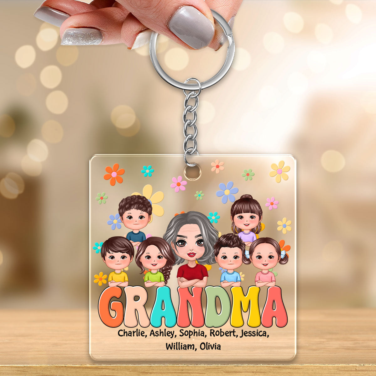 Groovy Grandma Personalized Acrylic Keychain