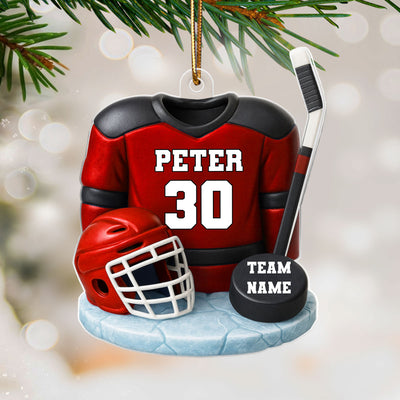 Hockey Kit 3D Effect - Personalized Acrylic Ornament - Christmas Gift For Son, Grandson, Boyfriend