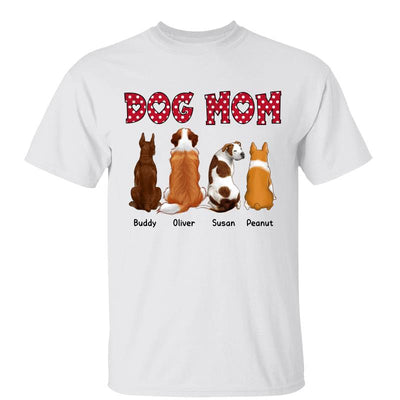 Dog Mom Polka Dot Sitting Dog Back View Personalized Shirt