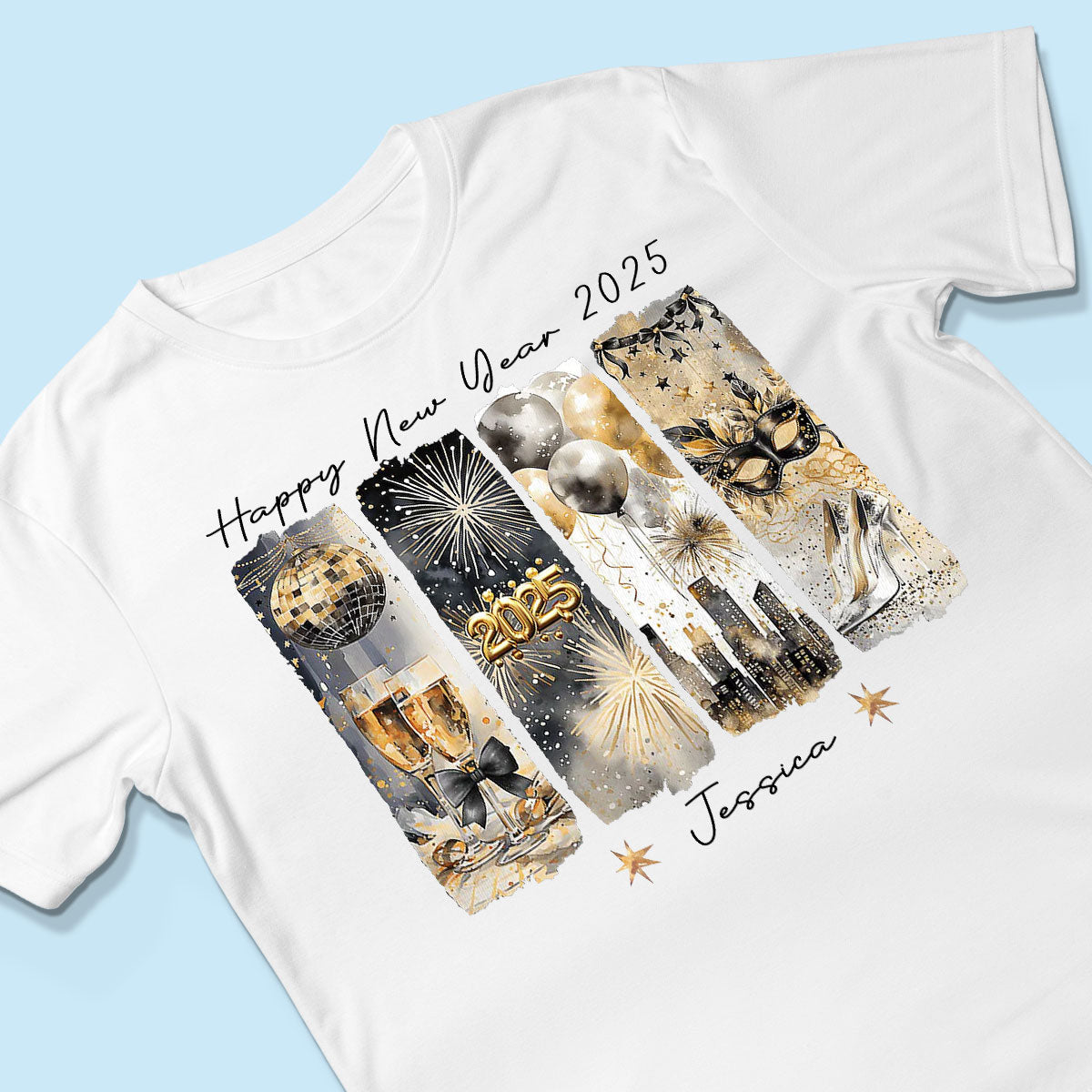 Retro New Year 2025 Disco Ball Gold Glitter Personalized Shirt, Brushstroke New Year New Me, New Year Gift For Yourself