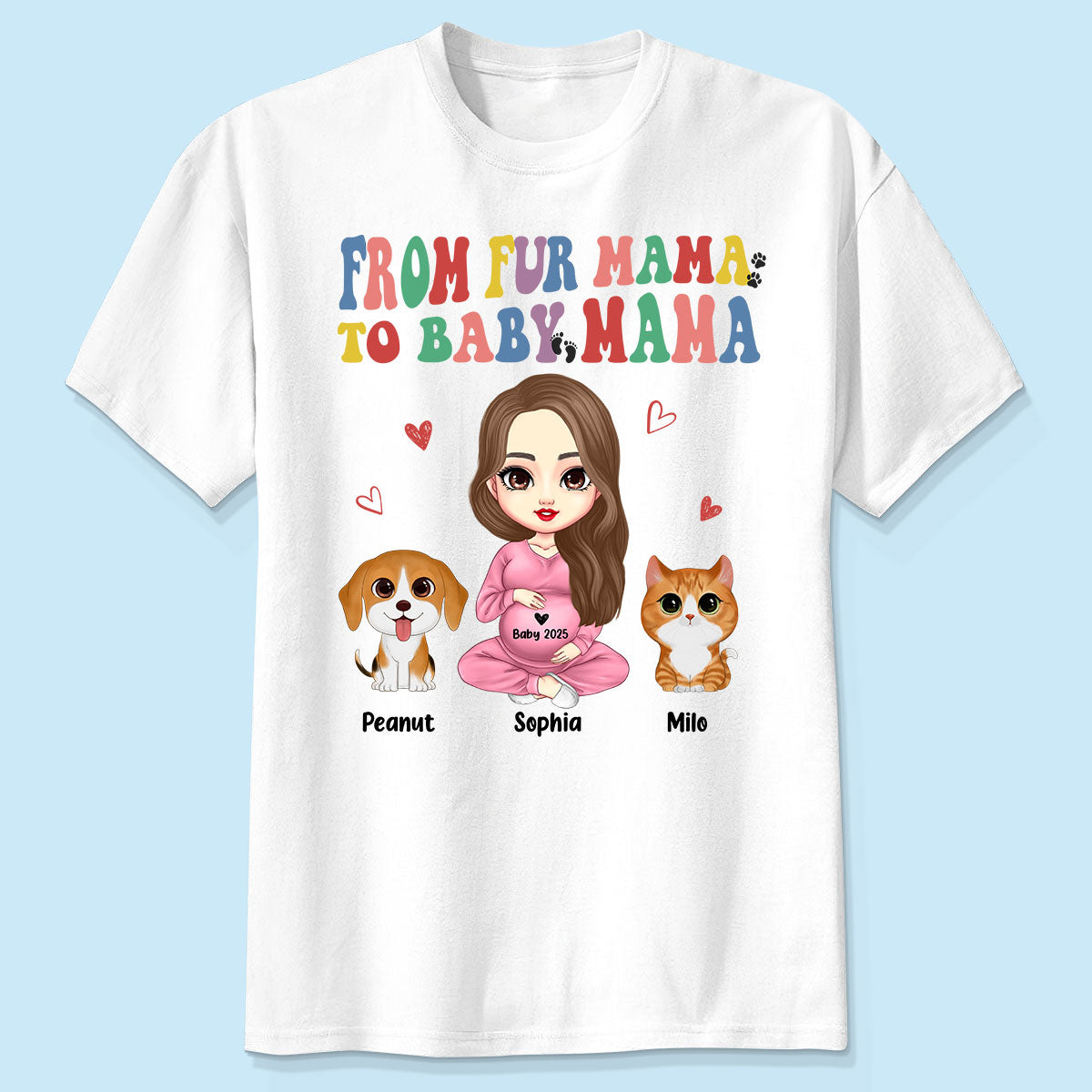From Fur Mama To Baby Mama Personalized Shirt, Dog Mom Cat Mom, Custom Pregnancy Reveal Shirt, Gift For Expecting Moms