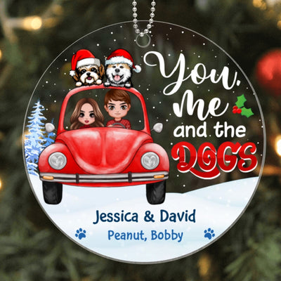 You Me Dogs In Car Christmas Personalized Acrylic Ornament