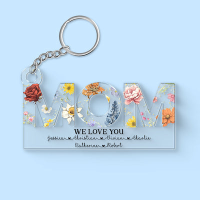 Mom Birth Month Flower Personalized Acrylic Keychain, Gift For Mom