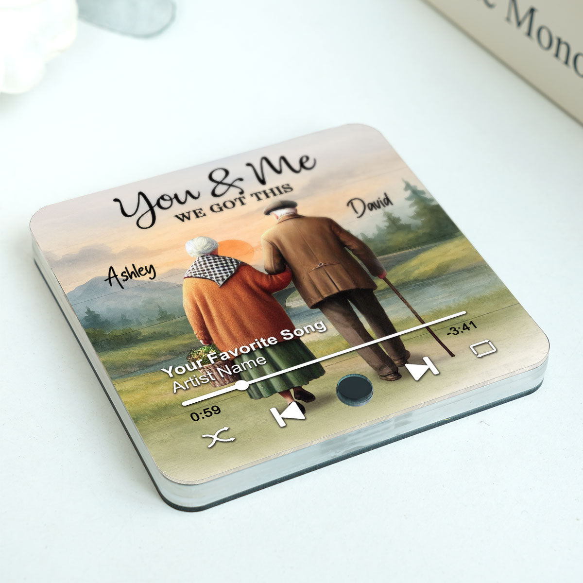 Eternal Love Couple Growing Old Together Mountain Landscape Personalized Music Fridge Magnet