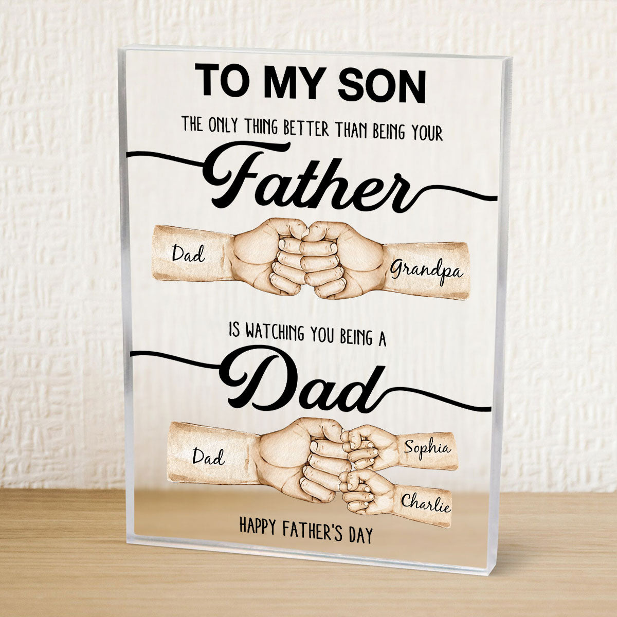 The Only Thing Better Than Being Your Father Fist Bump Personalized Acrylic Block, Father's Day gift for Son from Dad