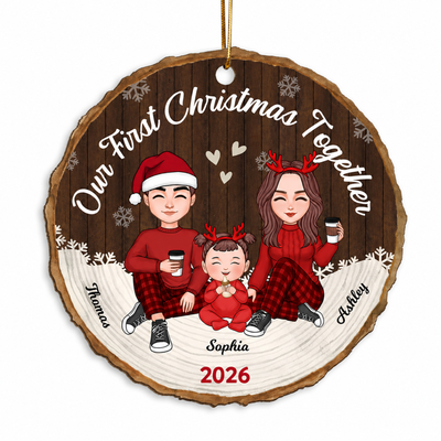 Our First Christmas Together New Baby First Christmas Dad Mom Baby Personalized Wooden Ornament