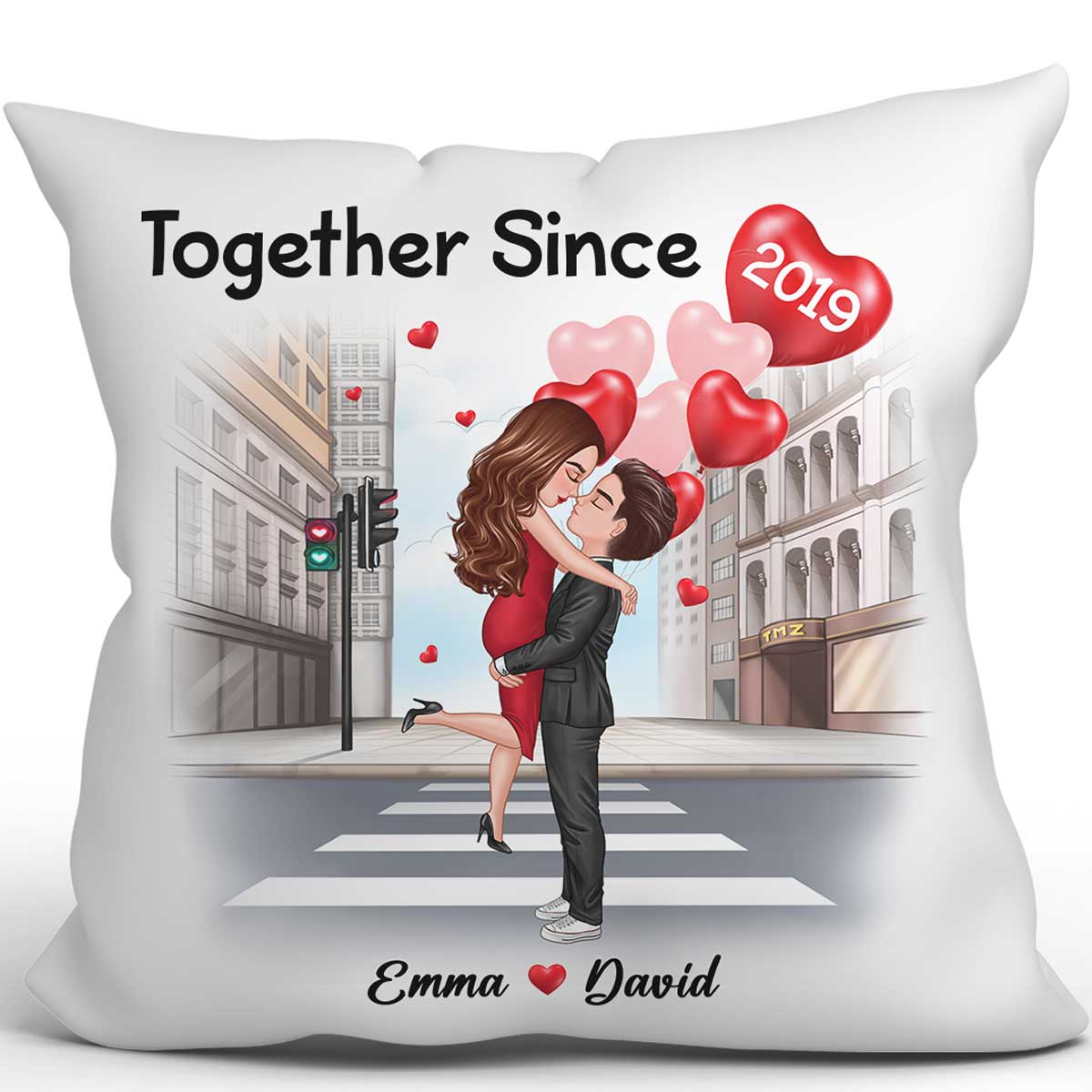 Hugging Couple On The Street Gift For Him Gift For Her Personalized Pillow