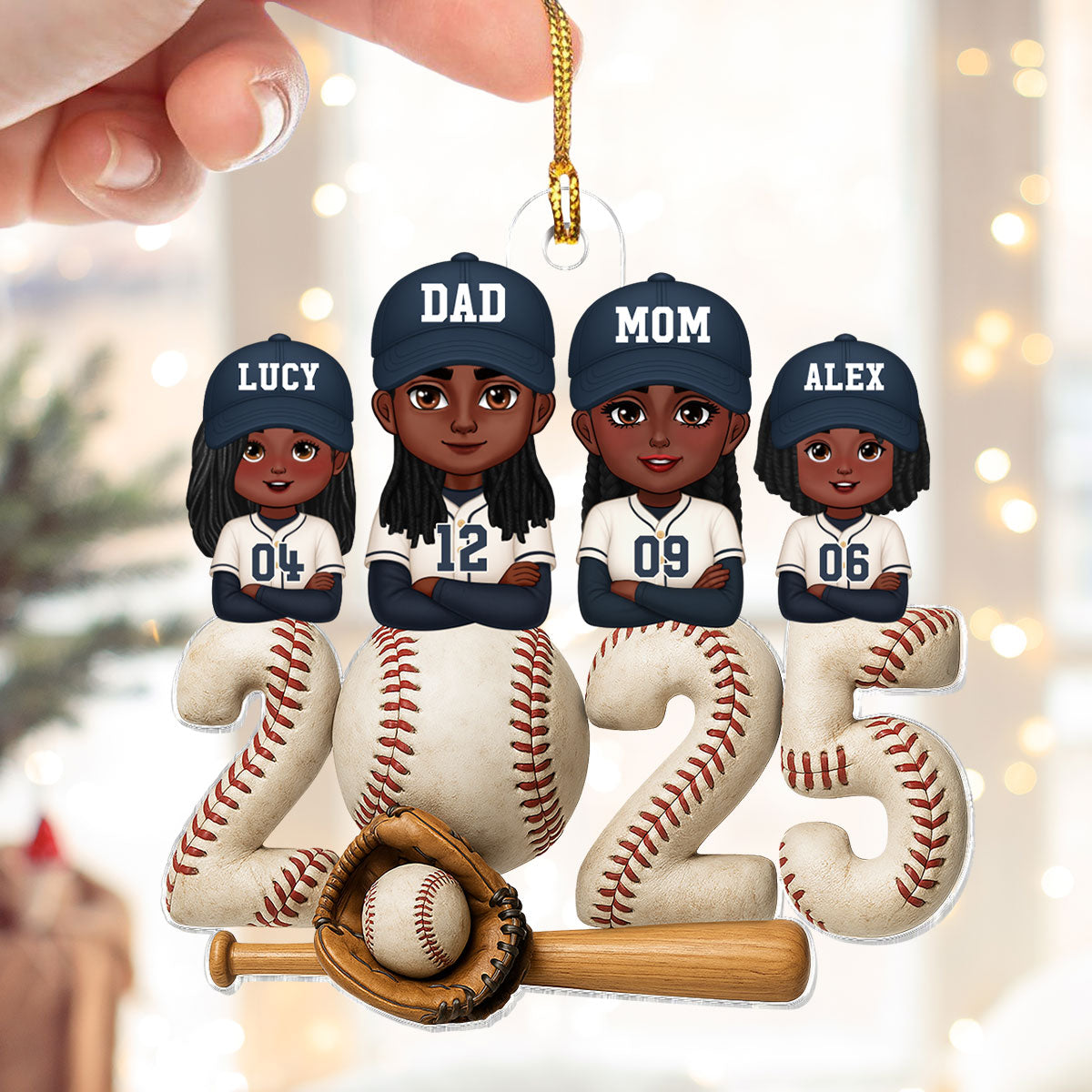 3D Effect Christmas Baseball Family Together We're A Team - Personalized Acrylic Ornament - Gift For Family