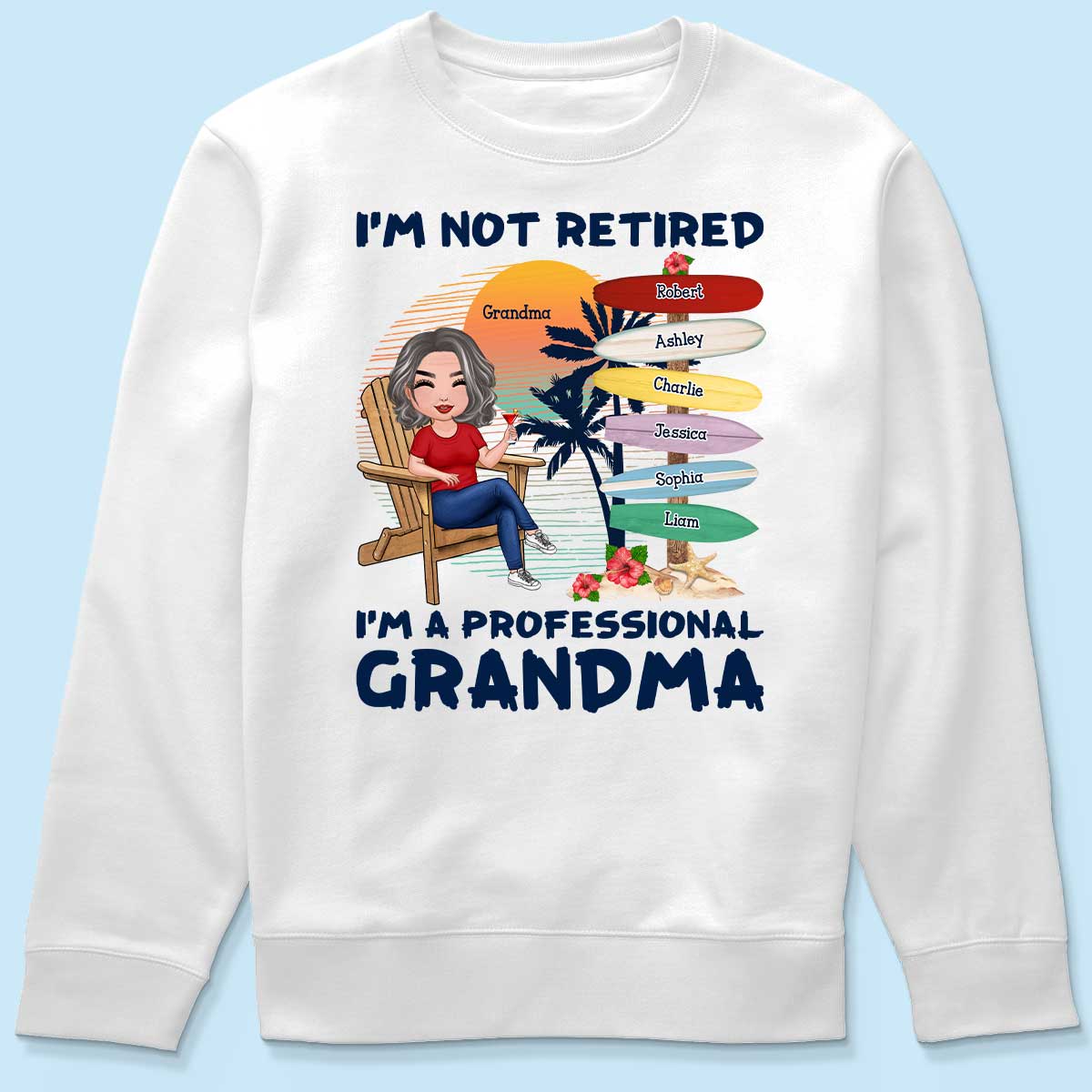 Retired Grandma Kids Names Sign Personalized Shirt
