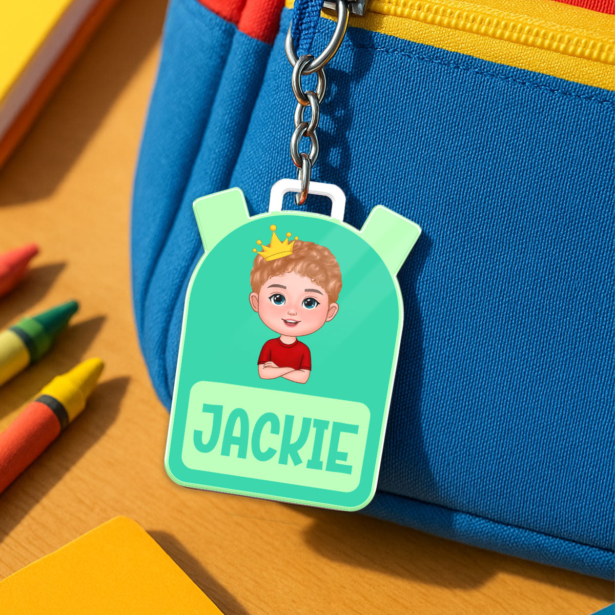 Kid Back To School Personalized Name Tag, Acrylic Keychain