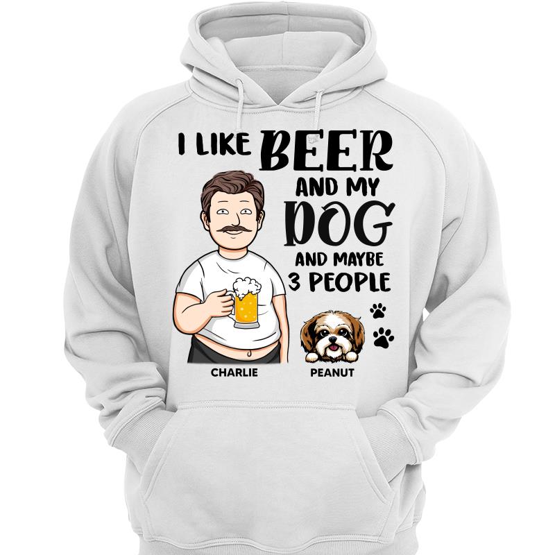 Funny Cartoon Man I Like Beer And Dogs Personalized Shirt