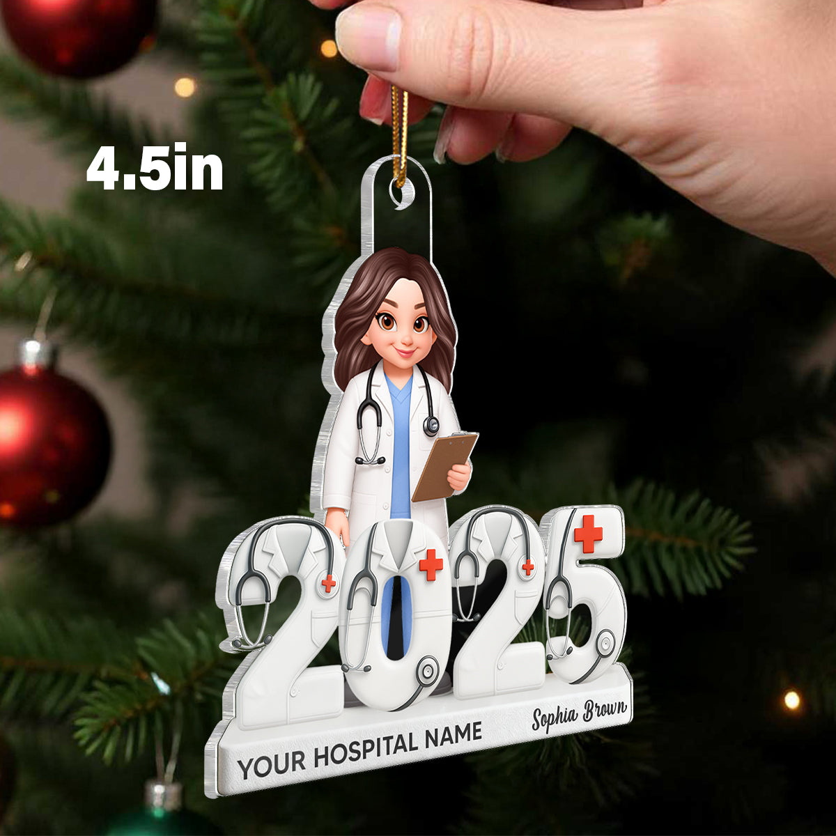 Doctor 2025 3D Effect - Personalized Acrylic Ornament - Christmas Gift for Doctors