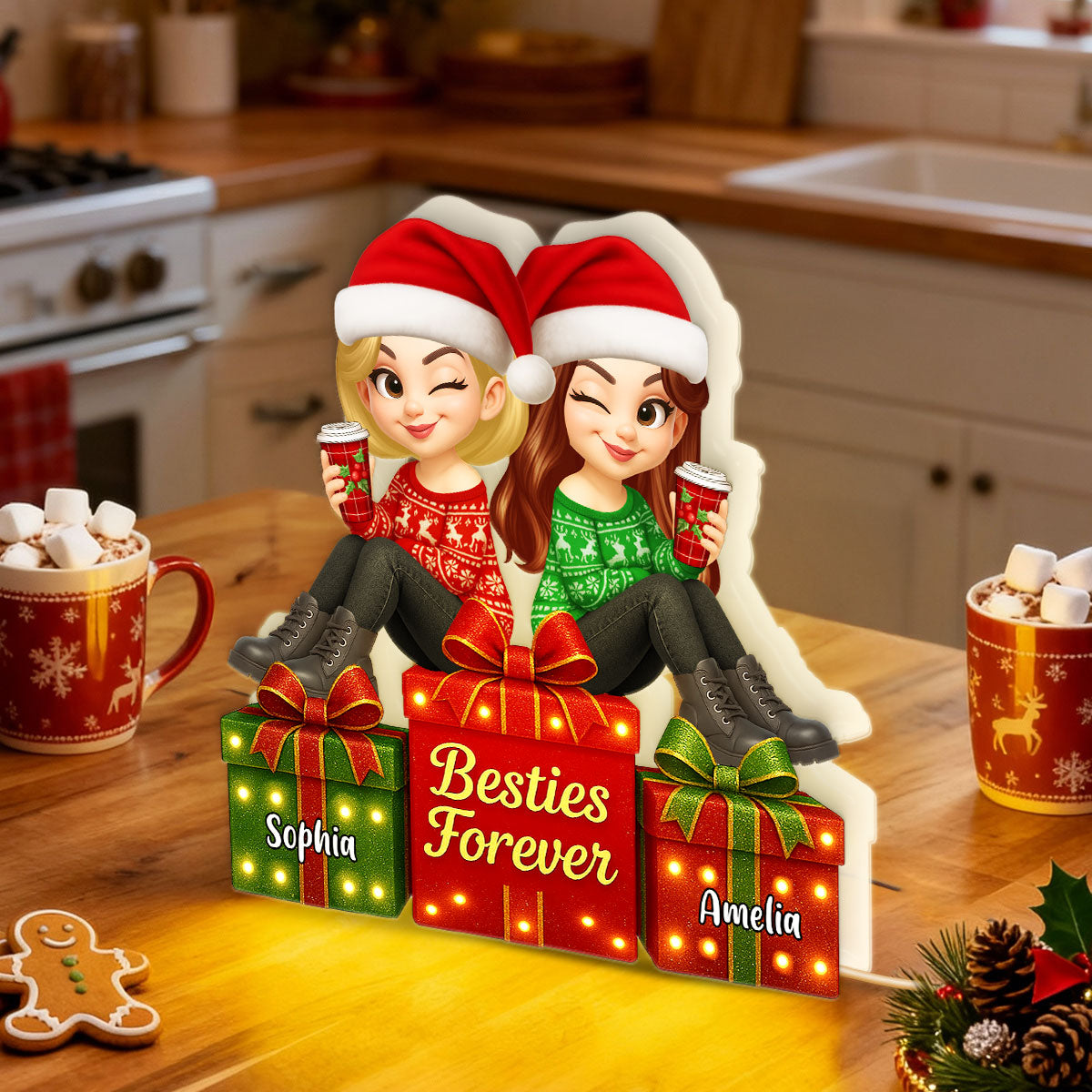 Besties Forever Beautiful Marquee Pattern Effect Christmas Gift Box - Personalized Light Box