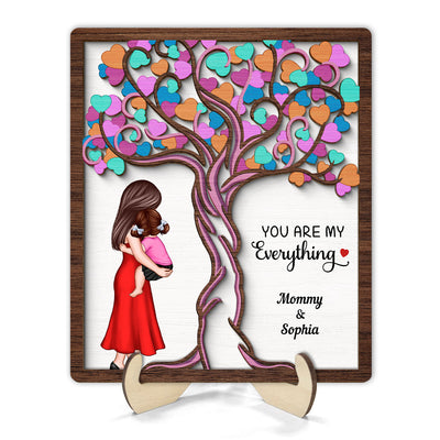 Love Heart Tree Mother Daughter Personalized 2-Layer Wooden Plaque