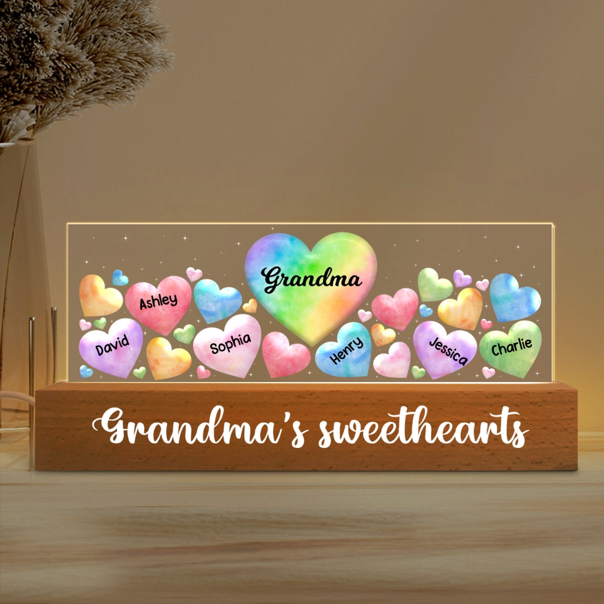 Grandma‘s Mom Sweethearts Personalized Acrylic Block LED Night Light