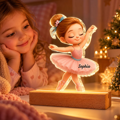Custom Ballerina Girl - Personalized Acrylic Block LED Night Light - Nursery Room Lamp, Birthday Gift, Christmas Gift for Daughter, Granddaughter