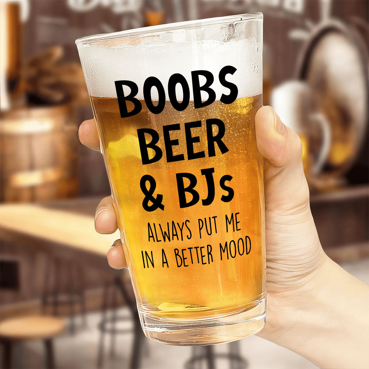 Boobs Beer Always Put Me In A Better Mood Funny Gift For Husband Personalized Beer Glass