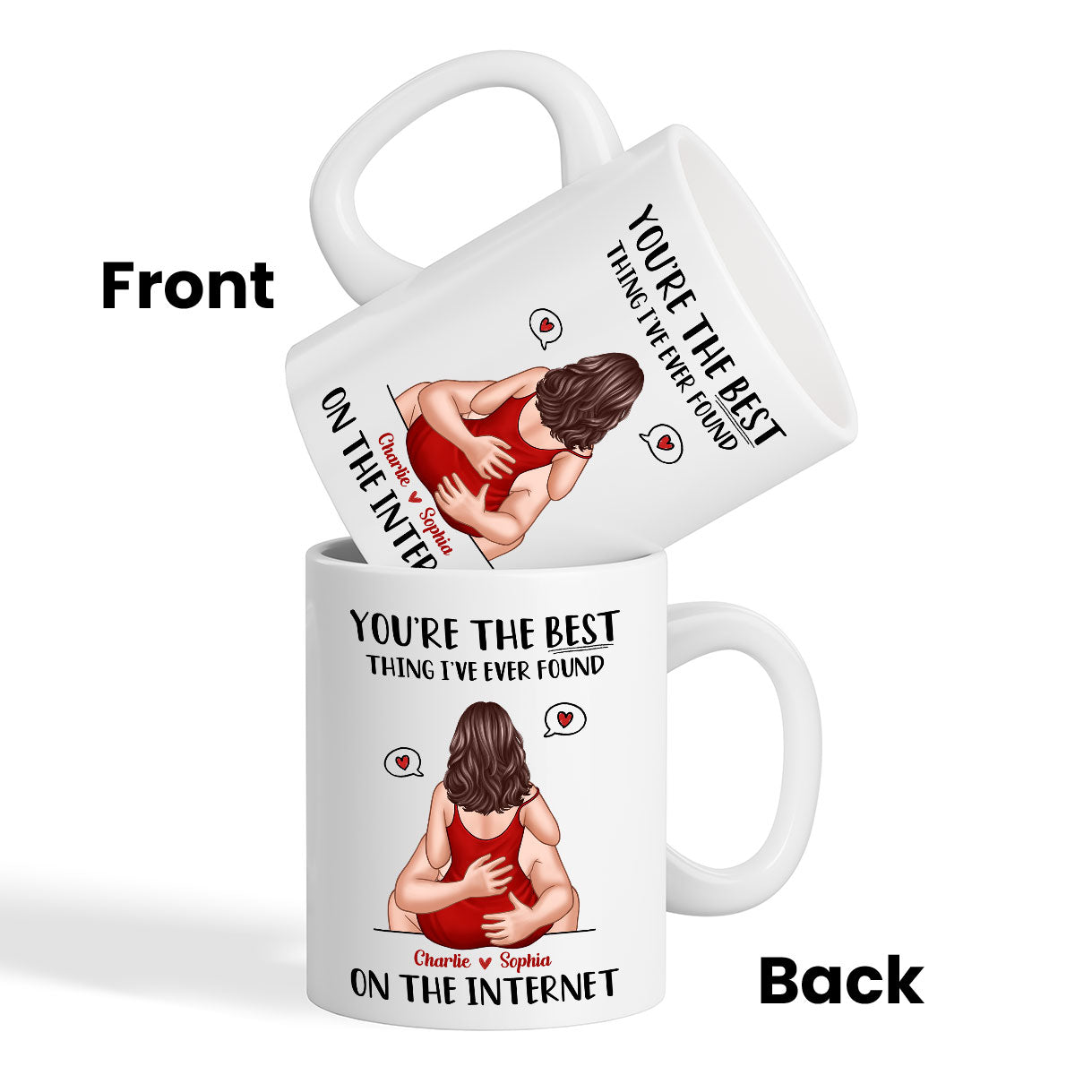 Online Dating Virtual Love Embrace Valentine‘s Couple Personalized Mug