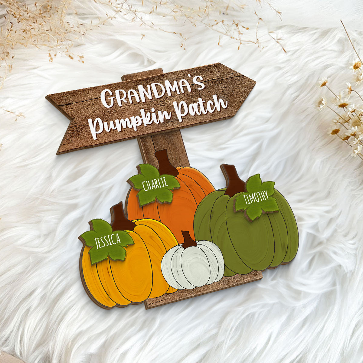 Pumpkin Patch Love – Personalized Autumn Plaque for Grandma’s Home