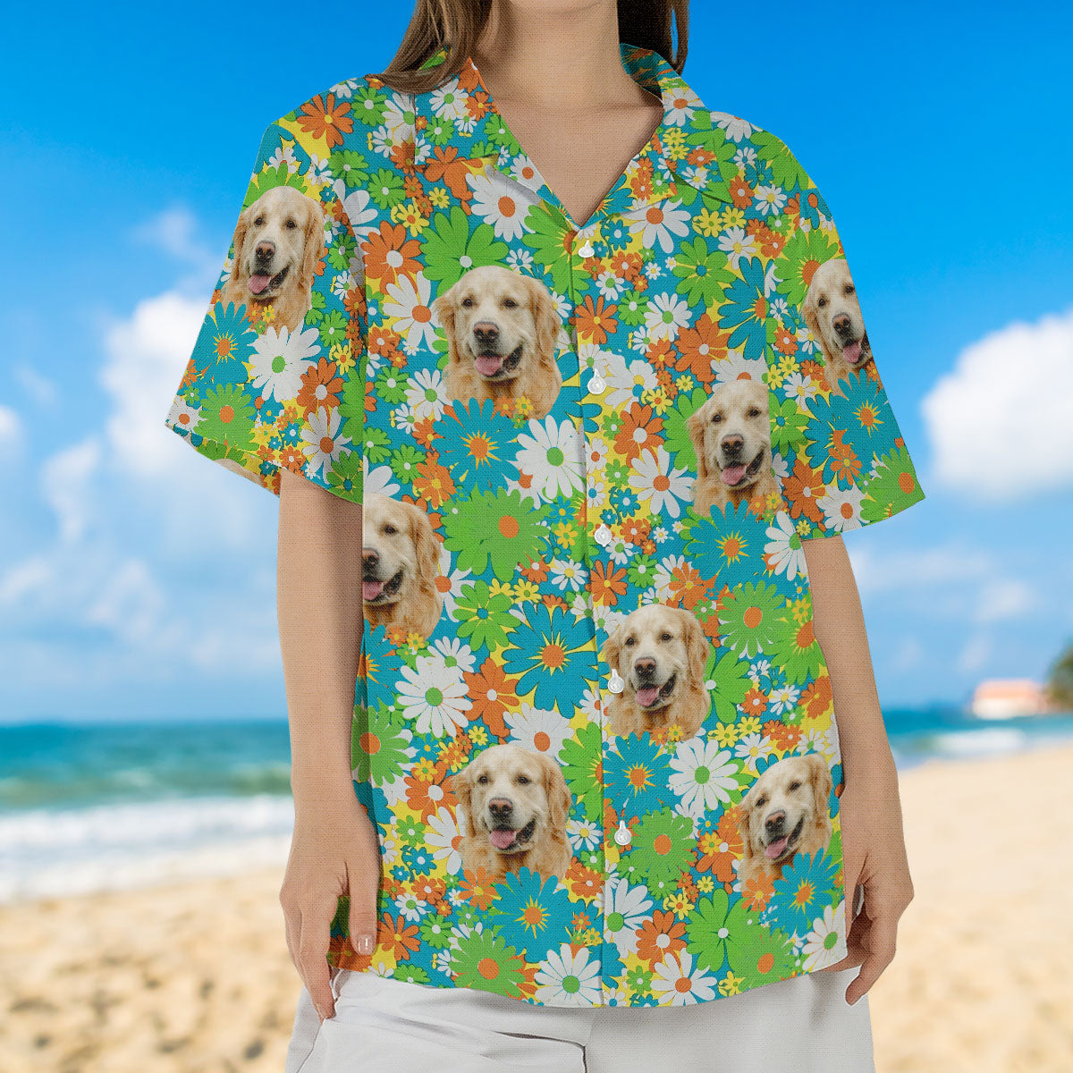 Floral Tropical Pattern Custom Dog Cat Face Personalized Hawaiian Shirt
